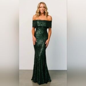 Baltic Born Strapless Sequin Gown~ Green Sz Small